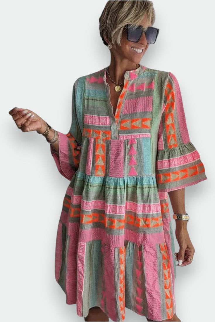 Juliane | Boho Swing Dress with Ruffle Details