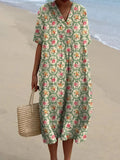Molly - Retro Floral Dress in Aqua Green