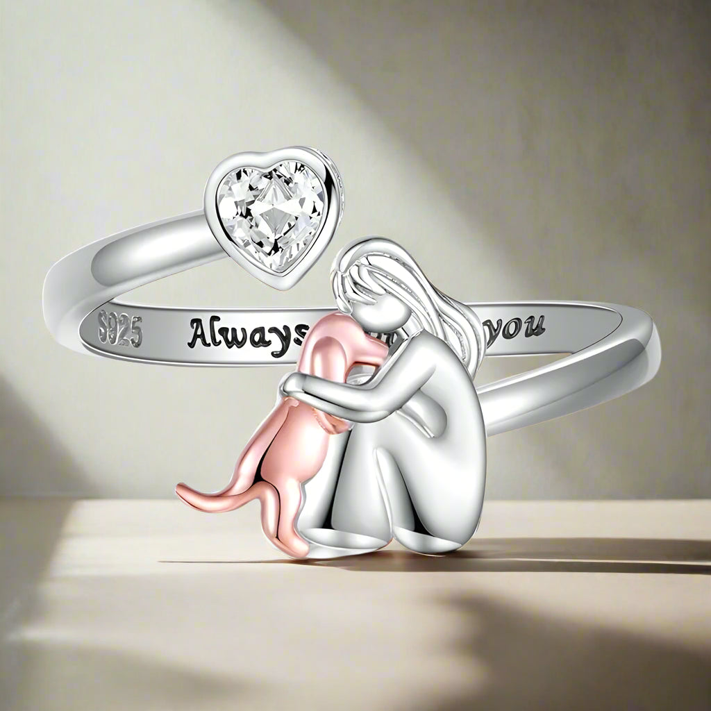 Abigail - Pink Dog Hug Ring
